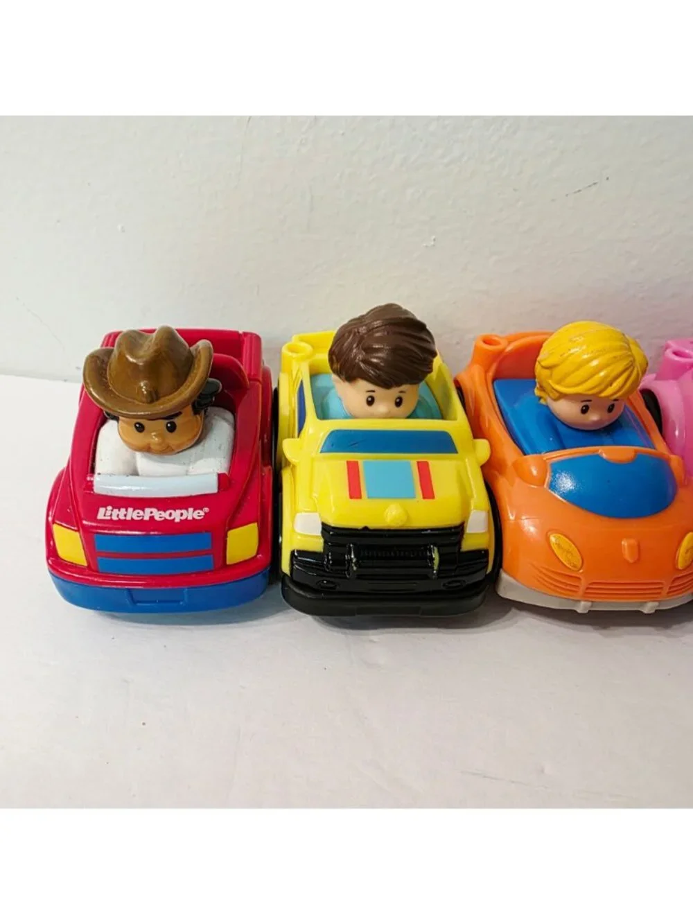 5 Little People Wheelies Race Car Pink Purple Orange Red Yellow Cars